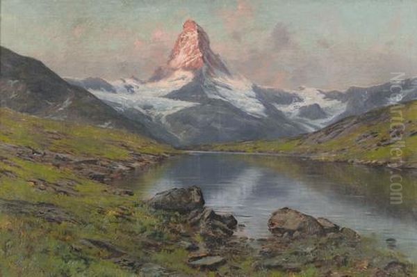 Das Matterhorn Im Abendrot Oil Painting by Charles Alexandre Bertier