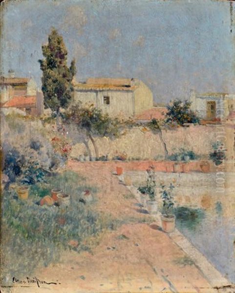 Jardin Autour Du Bassin Oil Painting by Eliseo Meifren y Roig