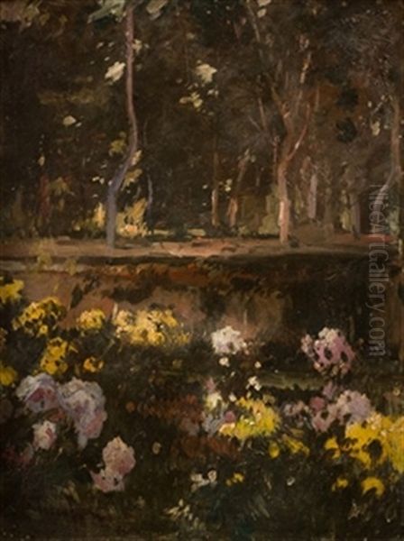 Jardin Oil Painting by Eliseo Meifren y Roig