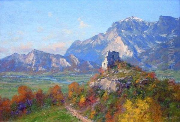 Environs De Ragaz, Suisse Oil Painting by Charles Alexandre Bertier