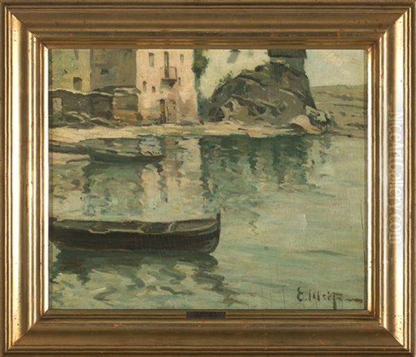 Marina Oil Painting by Eliseo Meifren y Roig