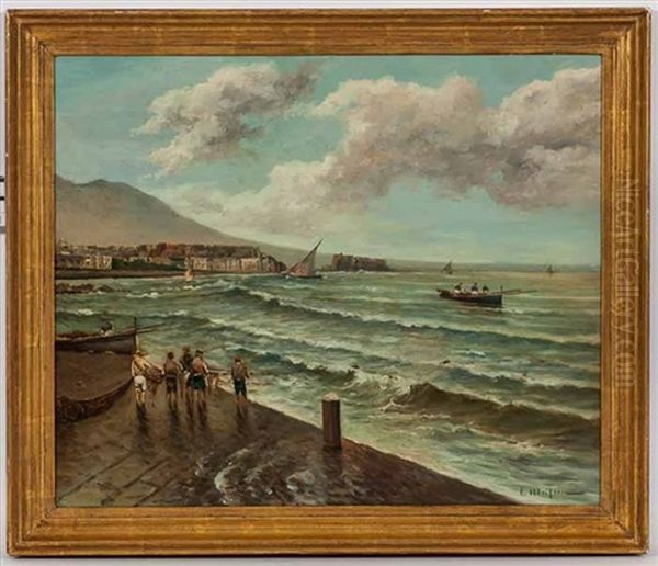 Fisherman At Cadaques Oil Painting by Eliseo Meifren y Roig