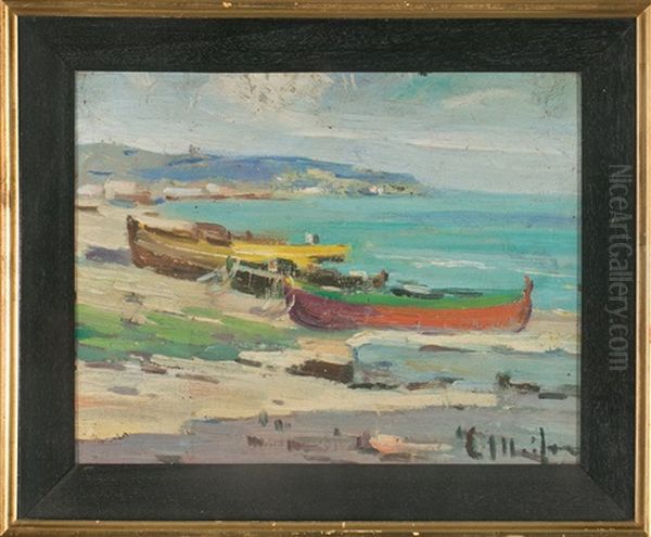 Barcas Oil Painting by Eliseo Meifren y Roig