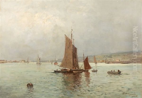 Bateaux De Peche Oil Painting by Eliseo Meifren y Roig