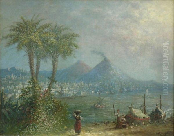 La Baie De Naples Oil Painting by Charles Alexandre Bertier