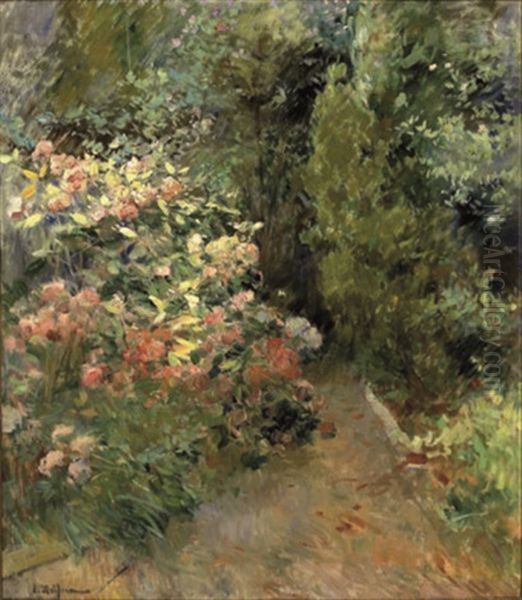 Jardin Con Flores Oil Painting by Eliseo Meifren y Roig