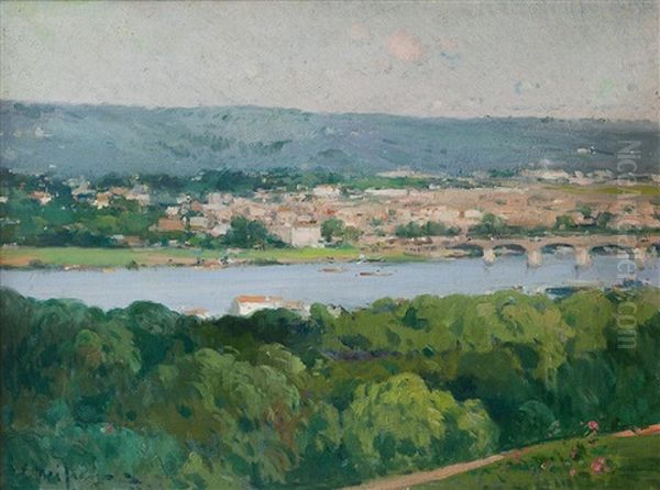 Paisaje Fluvial, Probablemente Saint-germain-laval Oil Painting by Eliseo Meifren y Roig