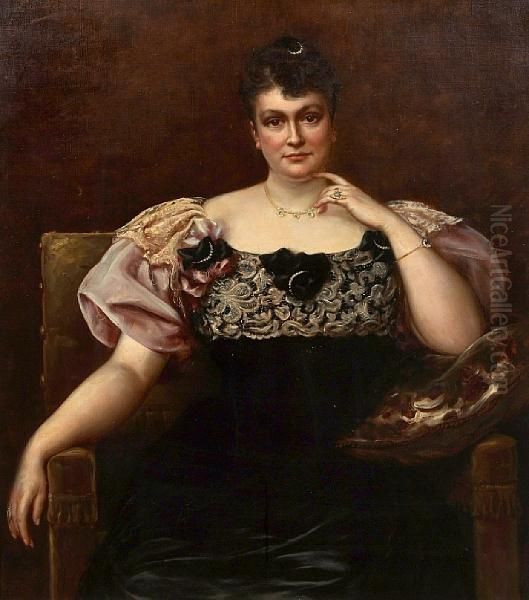 A Portrait Of Mrs. Edith M. Kingdon Gould,wife Of George Jay Gould Oil Painting by Francisque Edouard Bertier