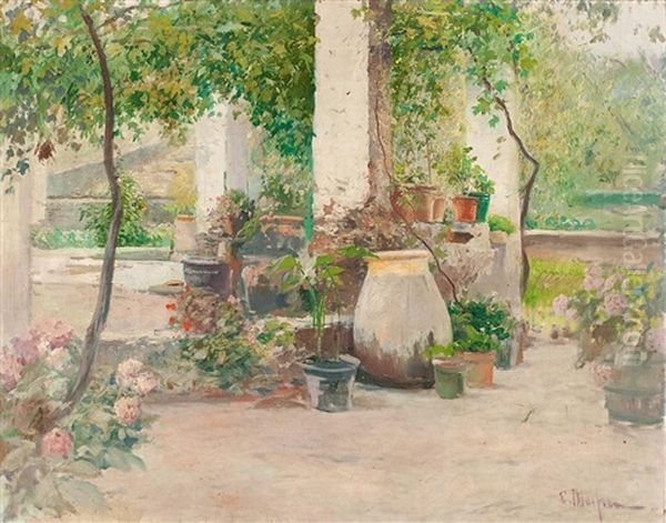 Jardin, Probablemente Mallorca Oil Painting by Eliseo Meifren y Roig