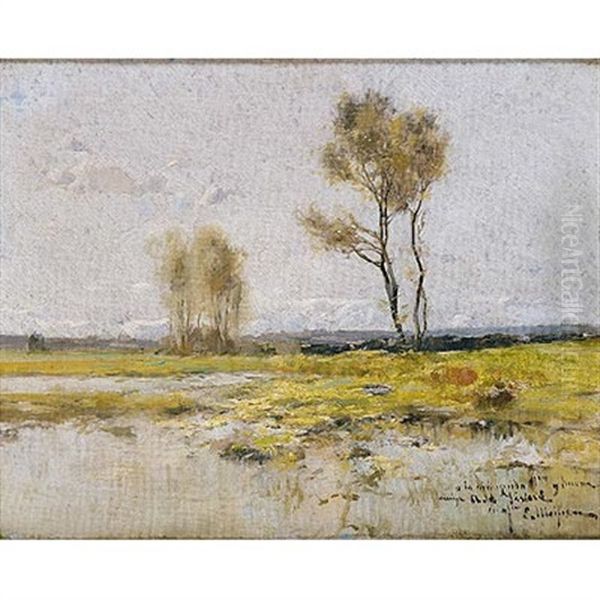 El Lago De Banolas Oil Painting by Eliseo Meifren y Roig