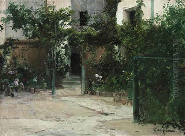 The Artist's Terrace Oil Painting by Eliseo Meifren y Roig