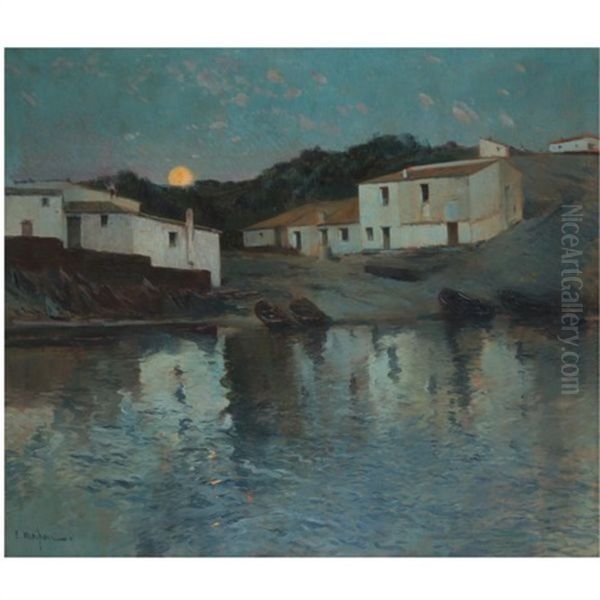 Pontevedra (evening Light, Pontevedra) Oil Painting by Eliseo Meifren y Roig