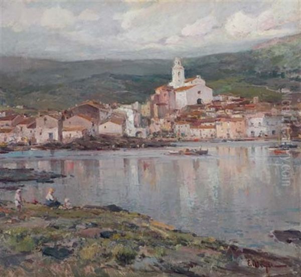 Cadaques - The Village Of Cadaques Oil Painting by Eliseo Meifren y Roig