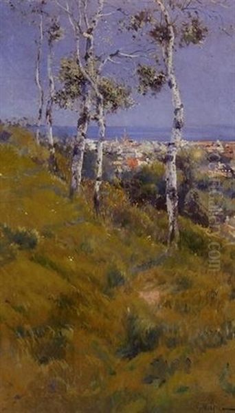 Barcelona Desde El Tibidabo (a View Of Barcelona From The Tibidabo) Oil Painting by Eliseo Meifren y Roig