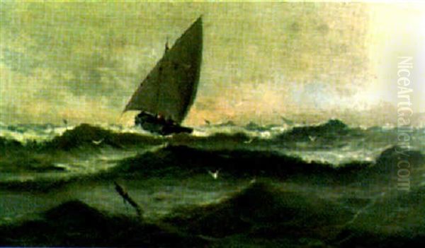 Velero De Pescadores En Alta Mar Oil Painting by Eliseo Meifren y Roig