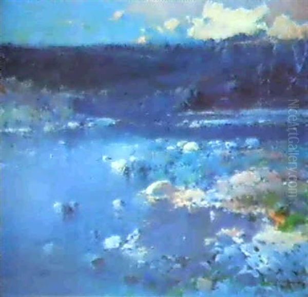 A Riverscape Oil Painting by Eliseo Meifren y Roig