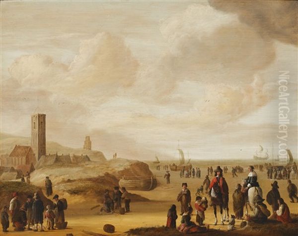 The Beach At Scheveningen Oil Painting by Hendrick De Meijer