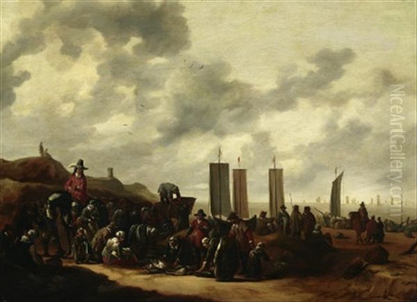 Fischmarkt Am Strand Von Rotterdam(?) Oil Painting by Hendrick De Meijer