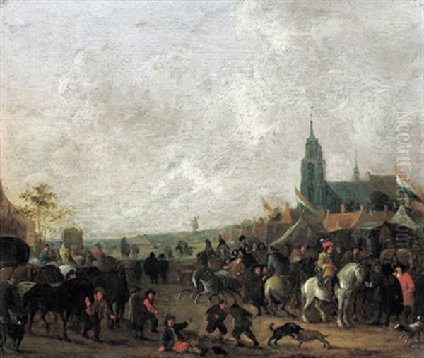 Jahrmarkt In Einem Hollandischen Dorf Oil Painting by Hendrick De Meijer