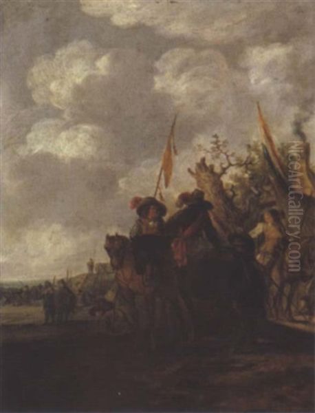 Rastende Reiter In Einem Feldlager Oil Painting by Hendrick De Meijer