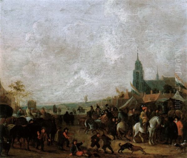 Jahrmarkt In Einem Hollandischen Dorf Oil Painting by Hendrick De Meijer