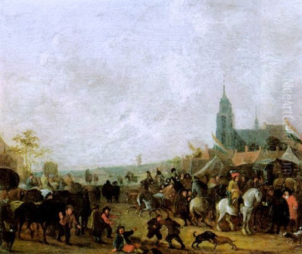 Jahrmarkt In Einem Hollandischen Dorf Oil Painting by Hendrick De Meijer