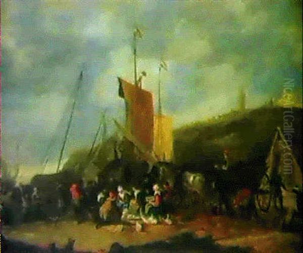 Fischmarkt Am Strand Von Scheveningen Oil Painting by Hendrick De Meijer