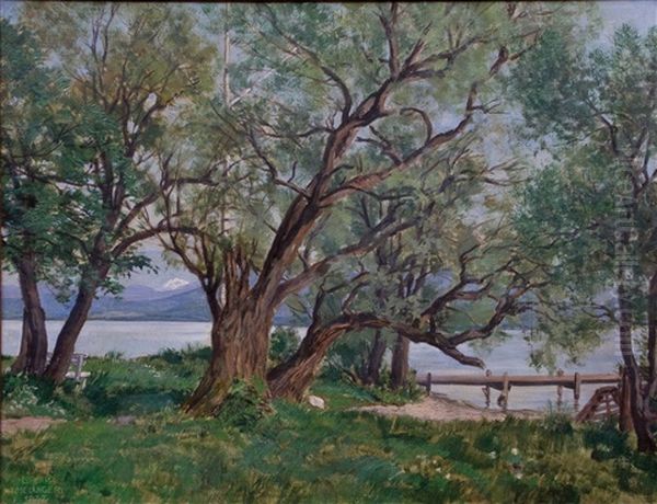 Alte Weiden Auf Der Herreninsel Im Chiemsee Oil Painting by Lothar Rudolf Meilinger