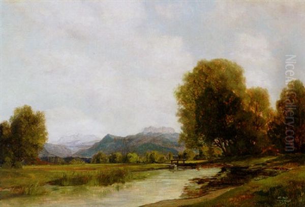 Isarlandschaft Oil Painting by Lothar Rudolf Meilinger