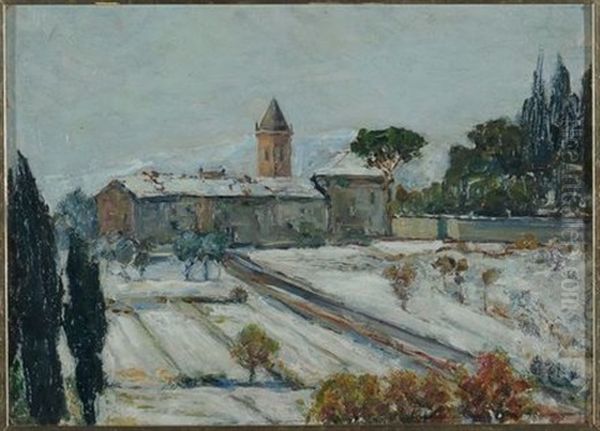 Paesaggio Innevato Oil Painting by Guido Meineri