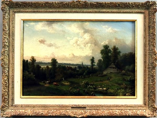 Hollandische Landschaft An Einem Kanallauf by Claus Hendrik Meiners