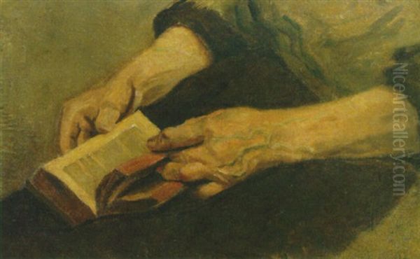 Hands Holding A Book Oil Painting by Pieter Meiners