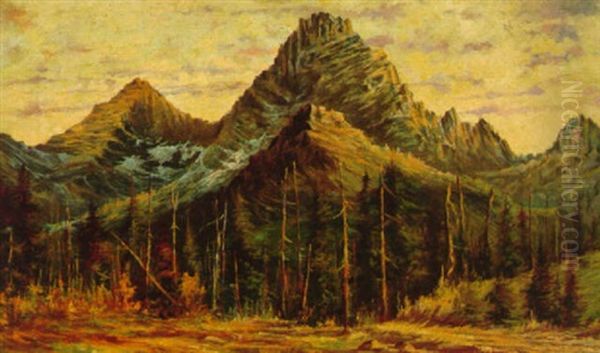 Horseback Trail To Iceberg Lake Oil Painting by Frank G. Meinhart