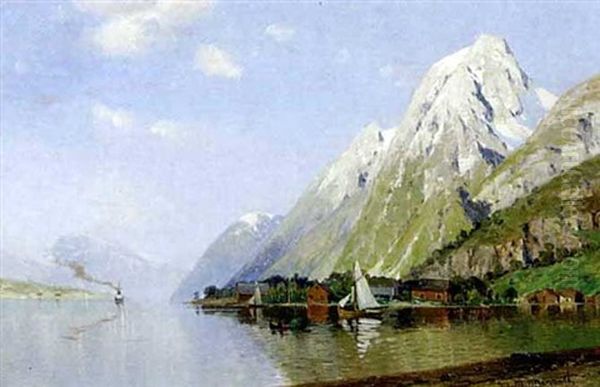 Norwegische Fjordlandschaft Oil Painting by Georg M. Meinzolt