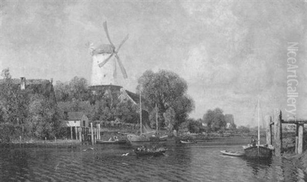 Sommertag An Einem Norddeutschen Flus Oil Painting by Georg M. Meinzolt