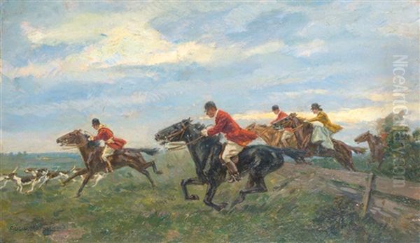 Parforcejagd Oil Painting by August Von Meissl