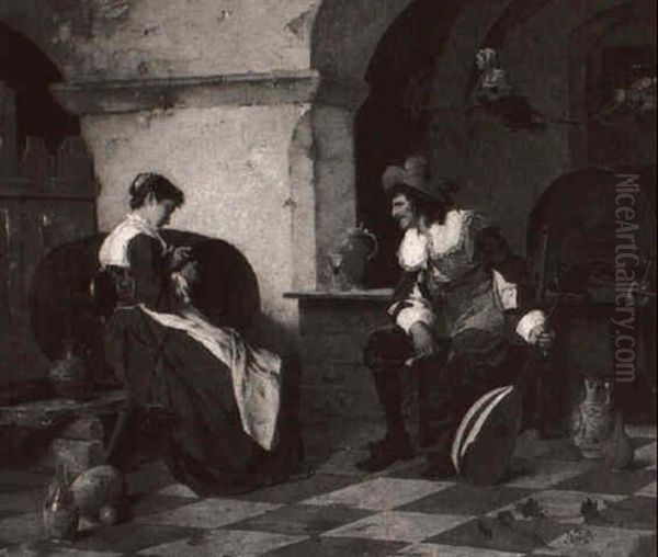 In The Wine Cellar Oil Painting by August Von Meissl