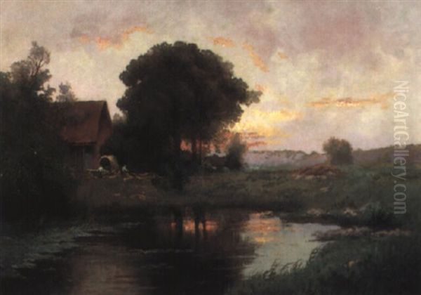 Abenddammerung Oil Painting by Adolf Ernst Meissner