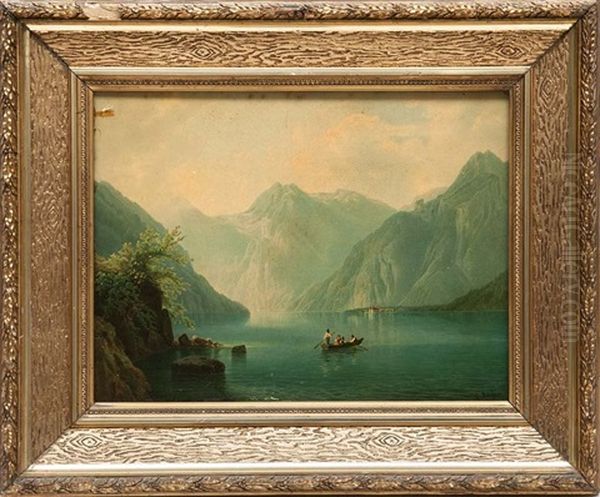 Ruderer Auf Dem Bergsee Oil Painting by Gustav Meissner