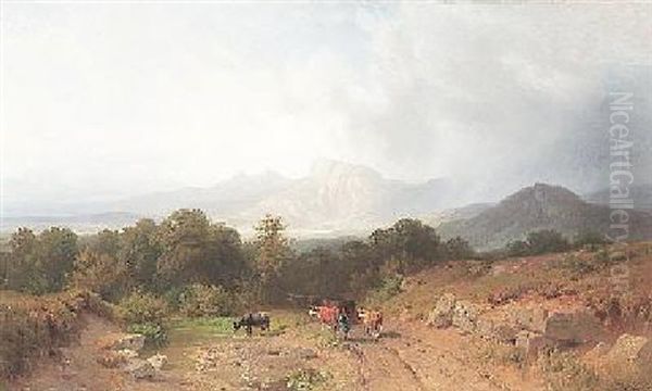 Schweizer Voralpenlandschaft Bei Aufziehendem Gewitter Oil Painting by Gustav Meissner