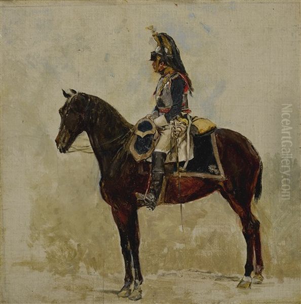 Un Cuirassier Oil Painting by Ernest Meissonier