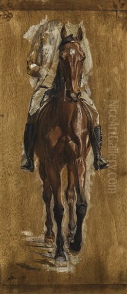 Study Of A Horse And Rider Oil Painting by Ernest Meissonier