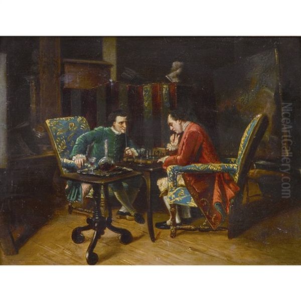 Das Schachspiel Oil Painting by Ernest Meissonier