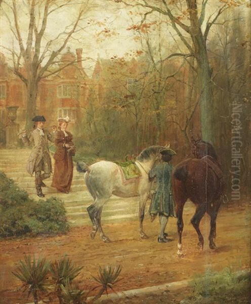 Le Depart En Promenade Oil Painting by Ernest Meissonier