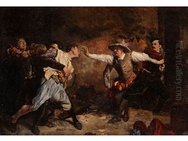 Auseinandersetzung Nach Dem Kartenspiel Oil Painting by Ernest Meissonier