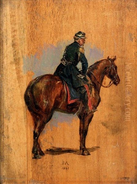 Militaire A Cheval, Vu De Dos by Ernest Meissonier