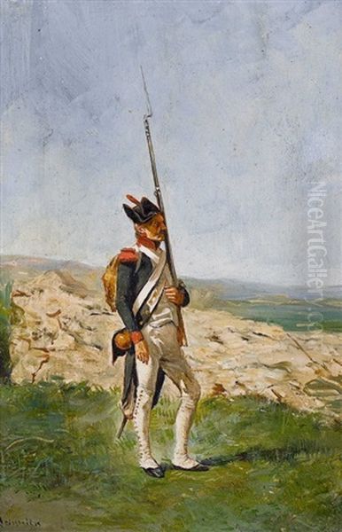 Ein Grenadier In Der Landschaft Oil Painting by Ernest Meissonier