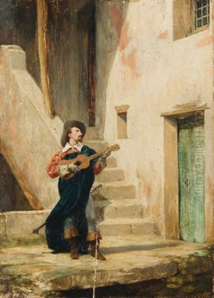 Joueur De Guitare Oil Painting by Ernest Meissonier