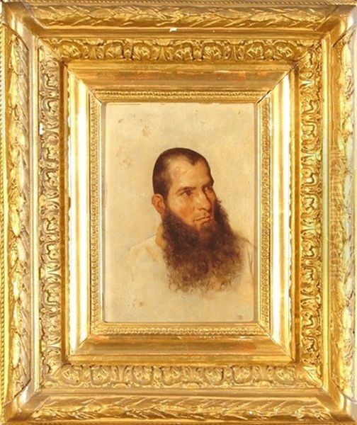 Head If A Bearded Man Oil Painting by Ernest Meissonier