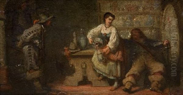 Tavern Scene Oil Painting by Ernest Meissonier